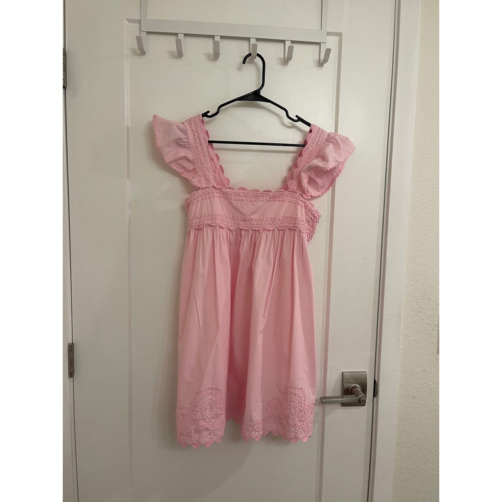 Juliet Dunn London Babydoll Pink Mini Dress Coquette Summer Cotton